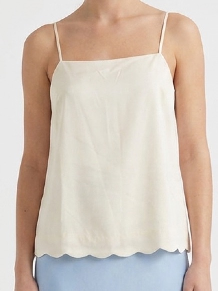 Nwt J. Crew Ivory Cream Scalloped-Hem Spaghetti Strap Camisole 6